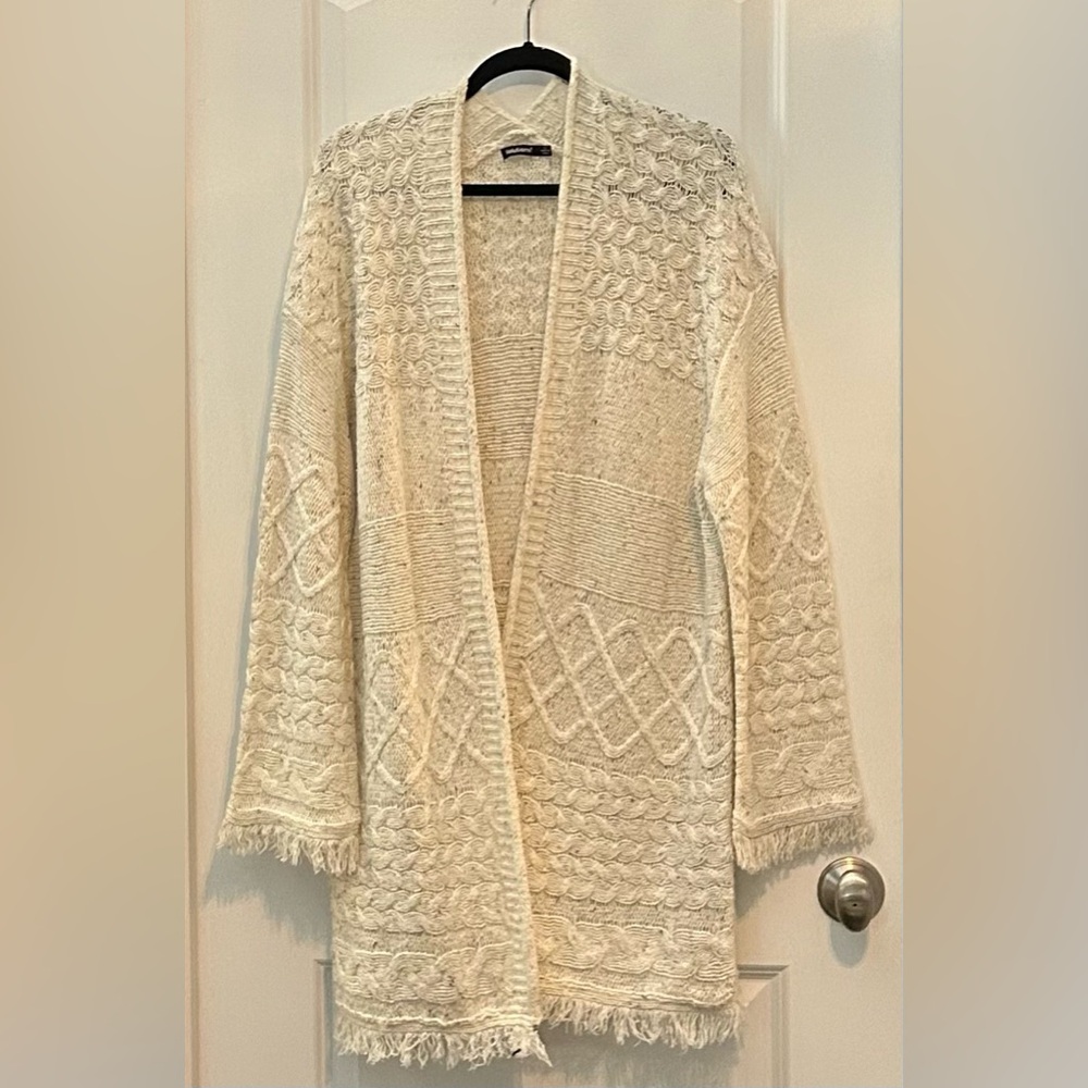 Solutions LA Chunky Open Front Long Cardigan Sweater•Size XL•Oatmeal Color